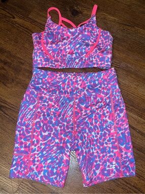 BCG Pink & Blue, Purple Printed Girls' Active Two Piece Set Size M 8-10